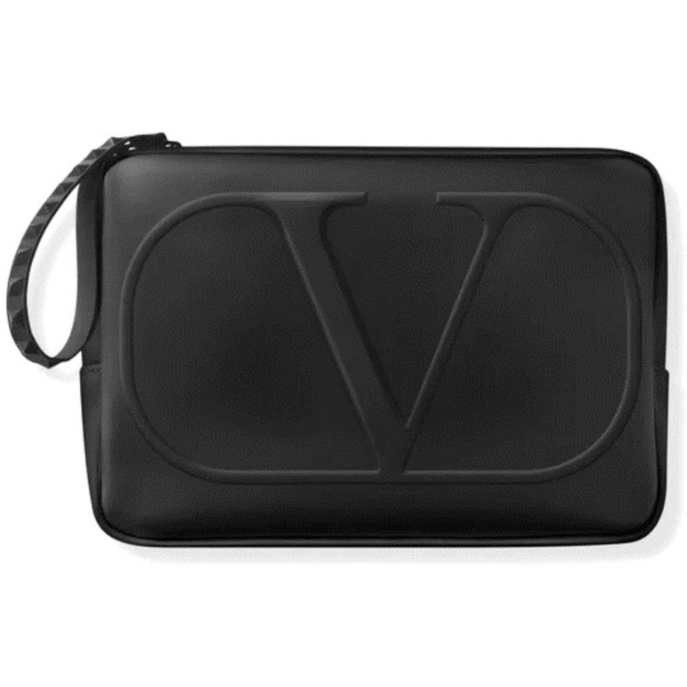 NWT VALENTINO Garavani Black Zippered Cosmetic Toiletry Clutch Case
